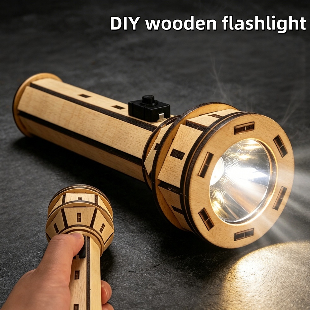 Science Project Physics - Wooden DIY Flashlight Puzzle Kit STEM